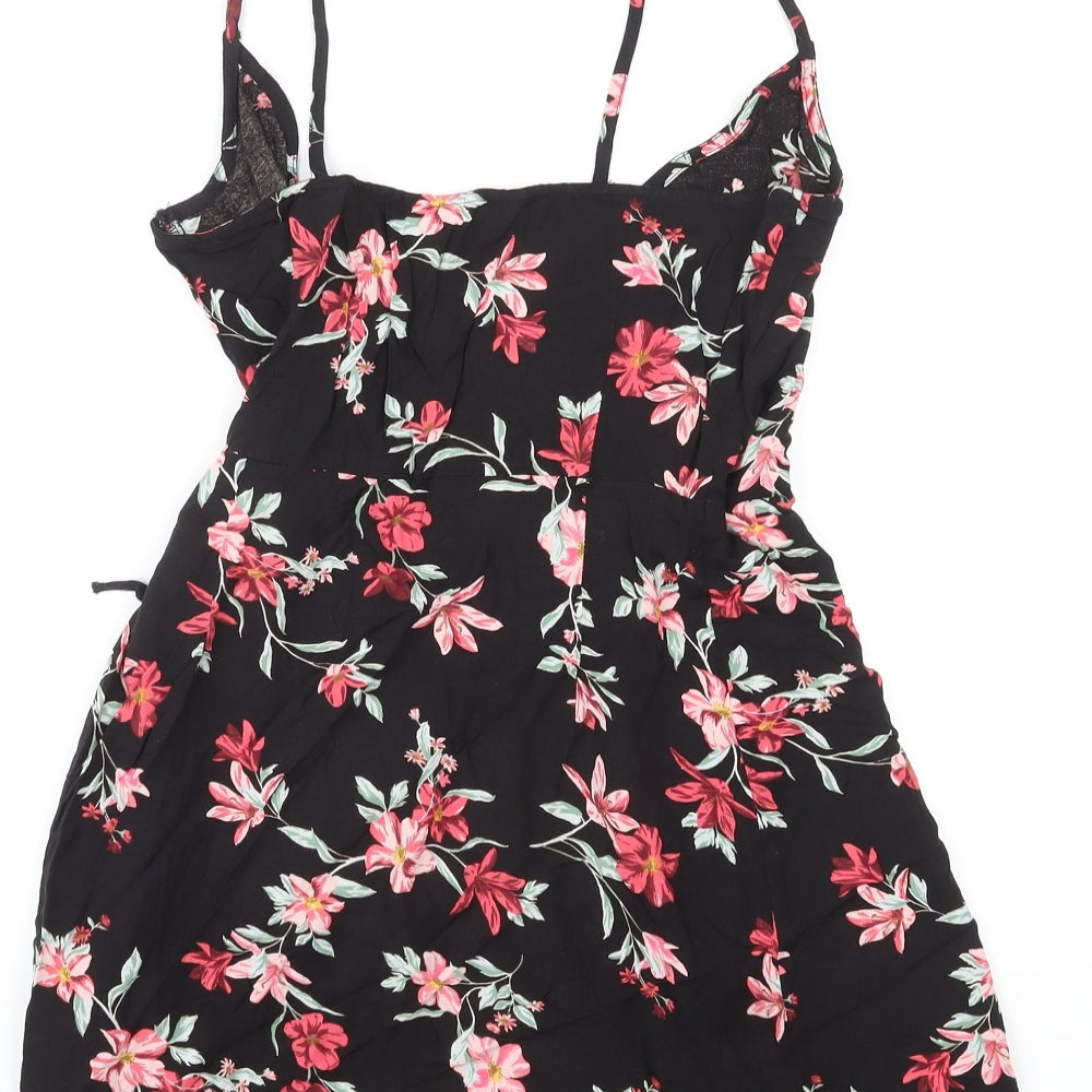 Divided by H&M Womens Multicoloured Floral Viscose Mini Size 8 V-Neck Snap