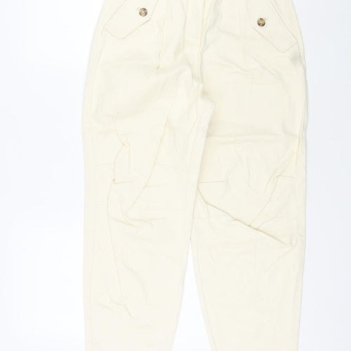 Mango Womens Ivory Cotton Carrot Trousers Size 6 L25 in Regular Zip