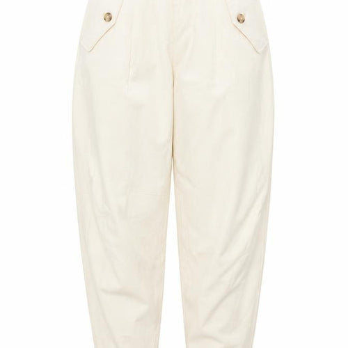 Mango Womens Ivory Cotton Carrot Trousers Size 6 L25 in Regular Zip