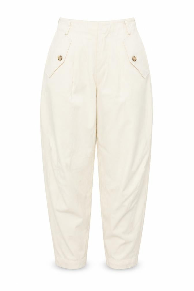 Mango Womens Ivory Cotton Carrot Trousers Size 6 L25 in Regular Zip
