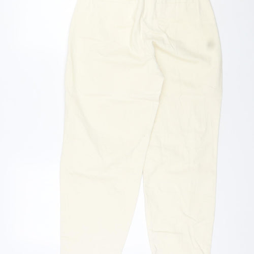 Mango Womens Ivory Cotton Carrot Trousers Size 6 L25 in Regular Zip