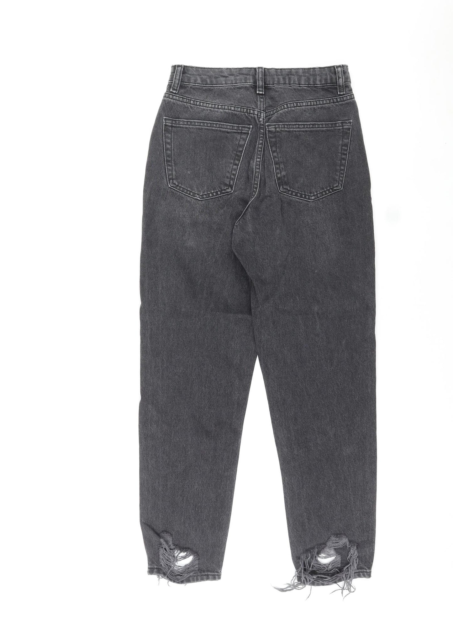 Topshop Womens Black Cotton Mom Jeans Size 26 in L30 in Regular Zip