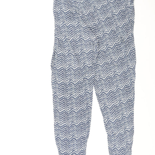 H&M Womens Blue Herringbone Viscose Jogger Trousers Size M L24 in Regular
