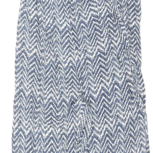 H&M Womens Blue Herringbone Viscose Jogger Trousers Size M L24 in Regular