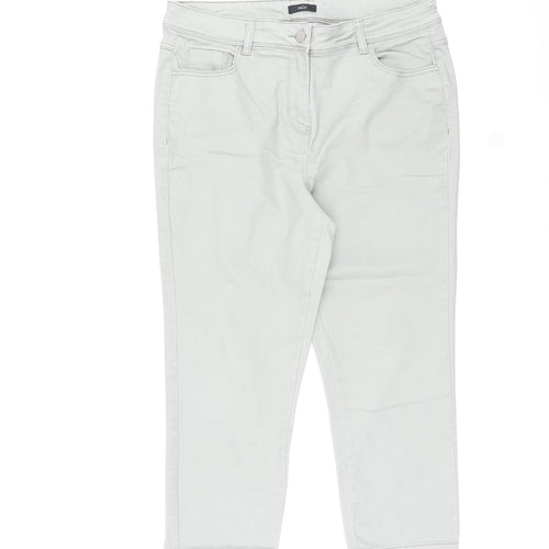 M&Co Womens Grey Cotton Straight Jeans Size 14 L22 in Regular Zip