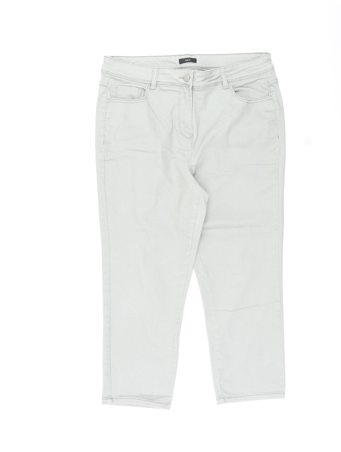 M&Co Womens Grey Cotton Straight Jeans Size 14 L22 in Regular Zip