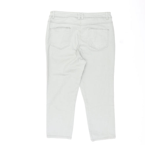 M&Co Womens Grey Cotton Straight Jeans Size 14 L22 in Regular Zip