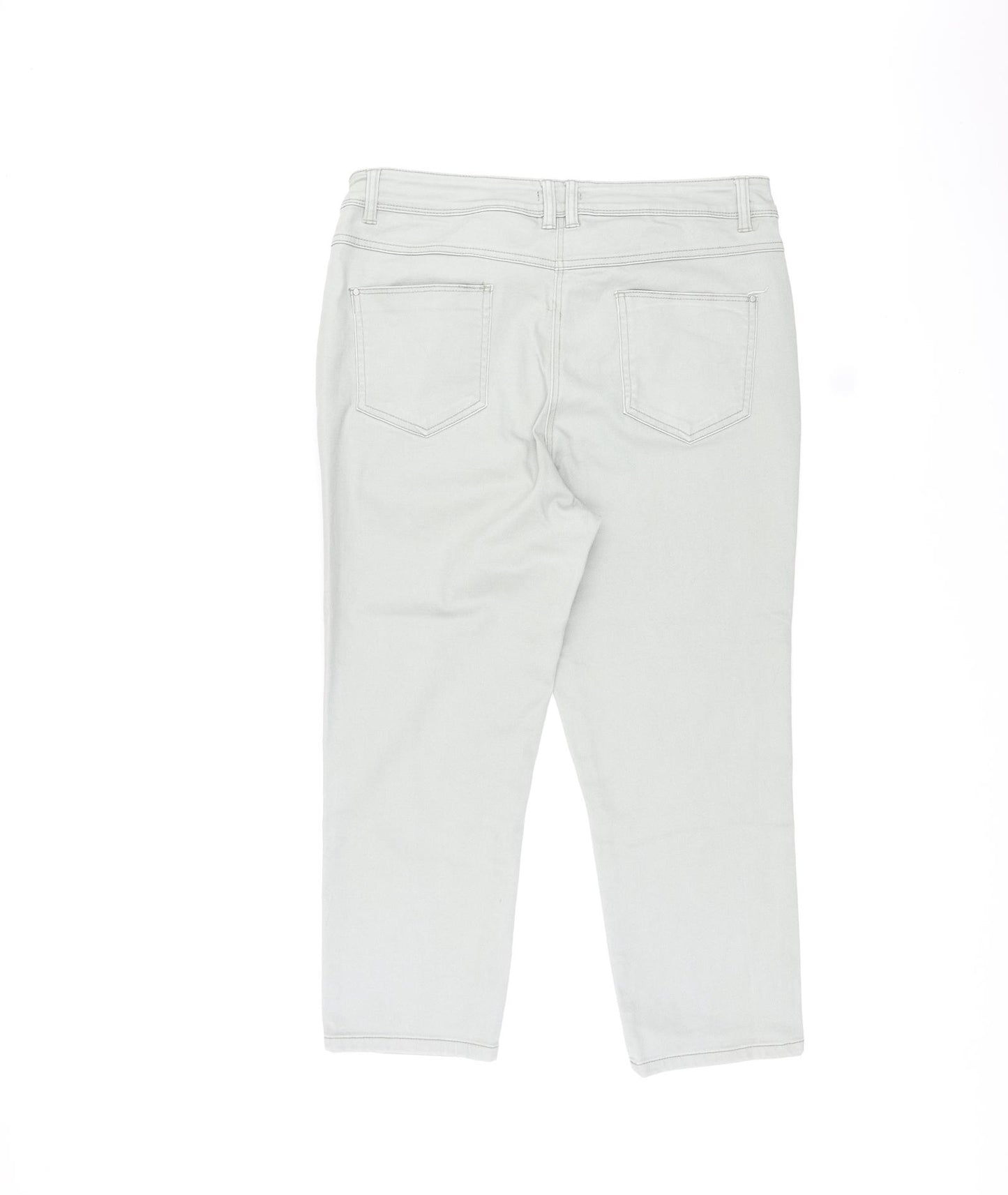 M&Co Womens Grey Cotton Straight Jeans Size 14 L22 in Regular Zip