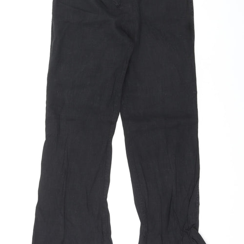 Marks and Spencer Womens Black Linen Dress Pants Trousers Size 12 L31 in Regular Zip