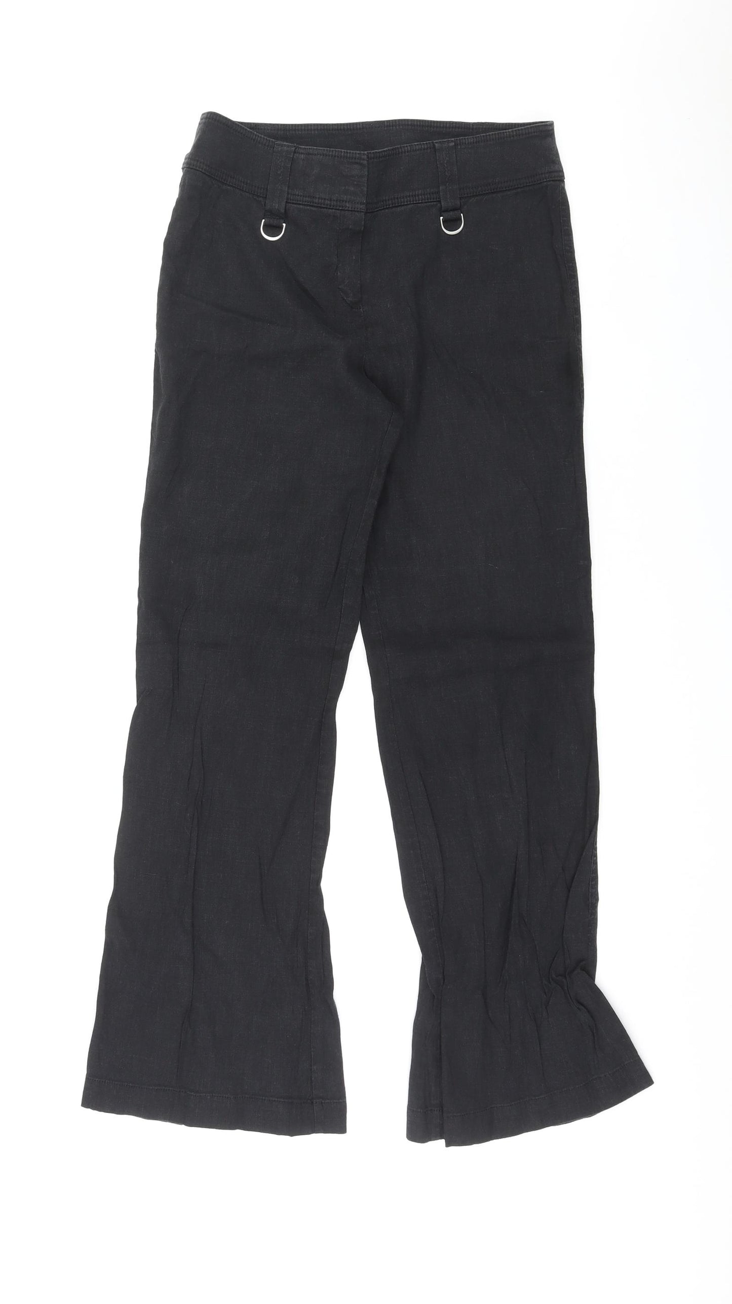 Marks and Spencer Womens Black Linen Dress Pants Trousers Size 12 L31 in Regular Zip