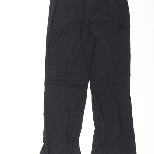 Marks and Spencer Womens Black Linen Dress Pants Trousers Size 12 L31 in Regular Zip