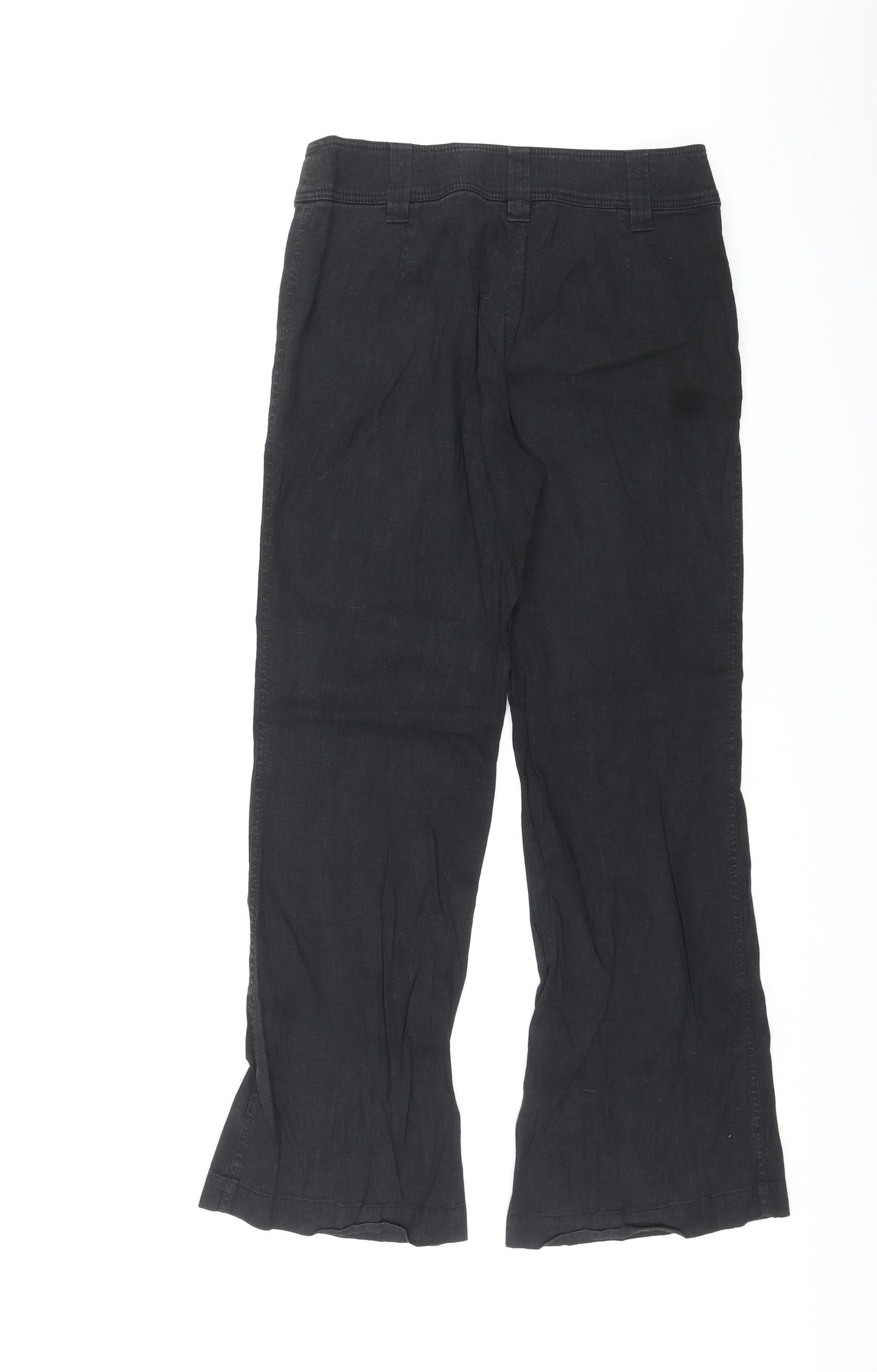 Marks and Spencer Womens Black Linen Dress Pants Trousers Size 12 L31 in Regular Zip