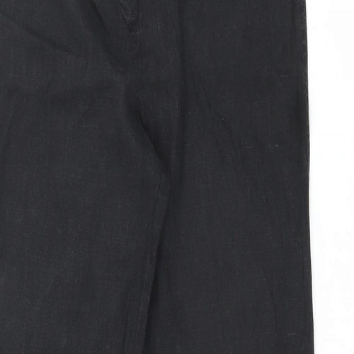 Marks and Spencer Womens Black Linen Dress Pants Trousers Size 12 L31 in Regular Zip
