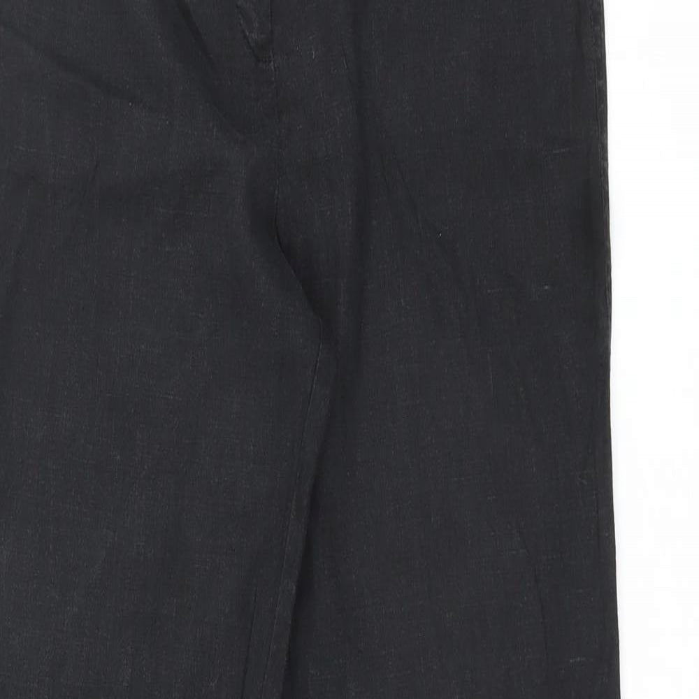 Marks and Spencer Womens Black Linen Dress Pants Trousers Size 12 L31 in Regular Zip