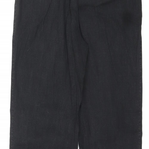Marks and Spencer Womens Black Linen Dress Pants Trousers Size 12 L31 in Regular Zip