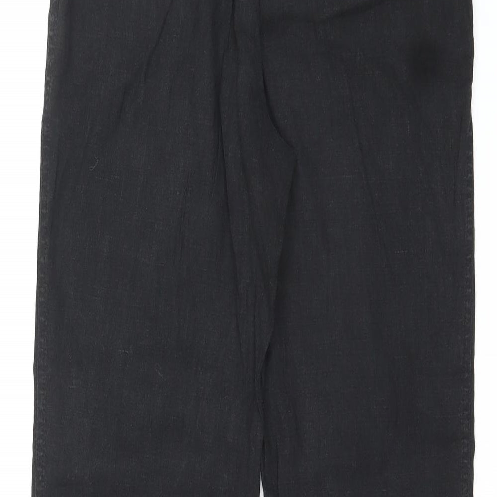 Marks and Spencer Womens Black Linen Dress Pants Trousers Size 12 L31 in Regular Zip