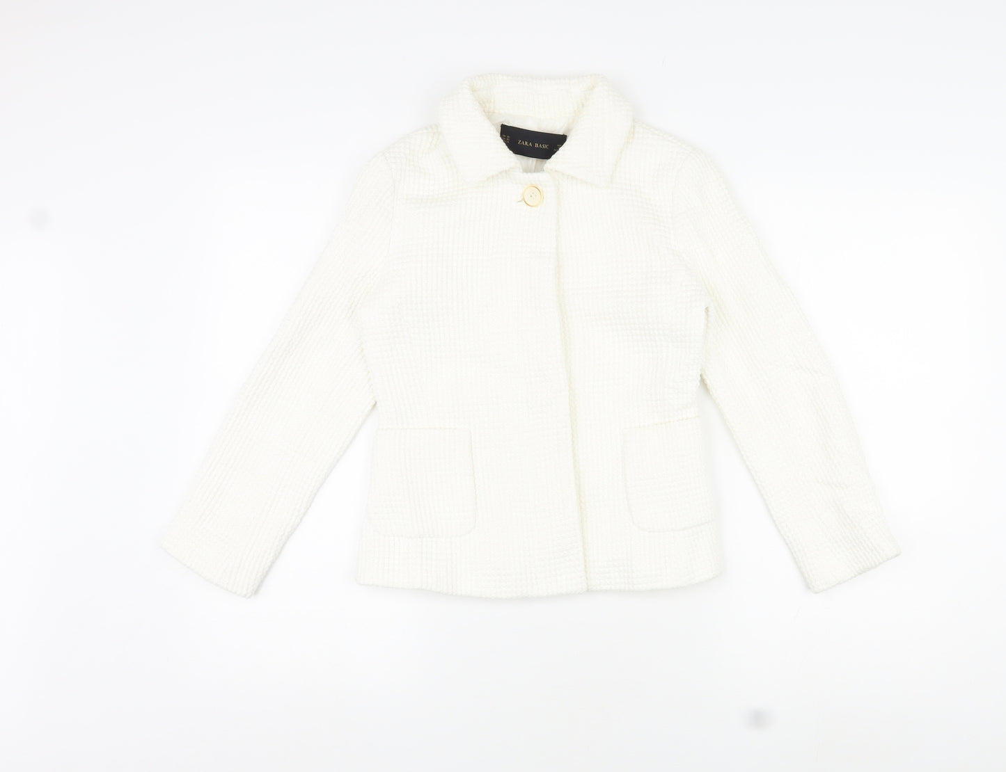 Zara Womens White Jacket Blazer Size XS Button