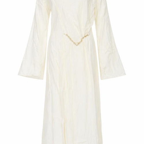 Zara Womens Ivory Viscose Maxi Size S Cowl Neck Zip - Chain Detail