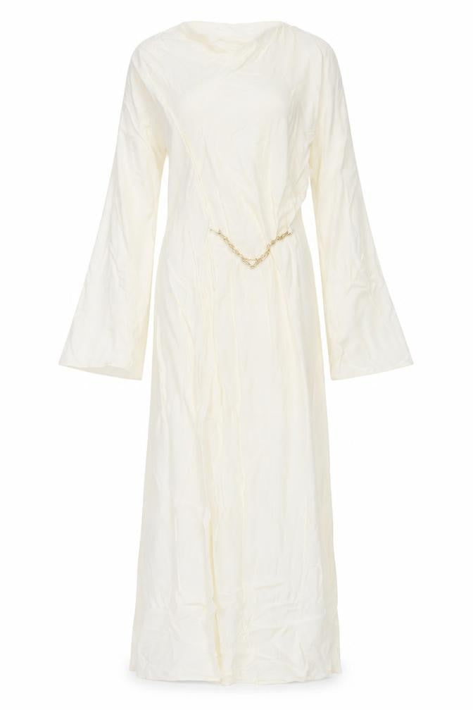 Zara Womens Ivory Viscose Maxi Size S Cowl Neck Zip - Chain Detail