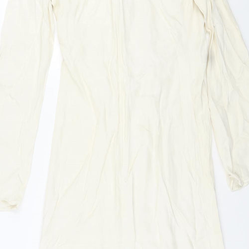 Zara Womens Ivory Viscose Maxi Size S Cowl Neck Zip - Chain Detail