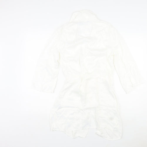 Zara Womens White Viscose A-Line Size S V-Neck Button