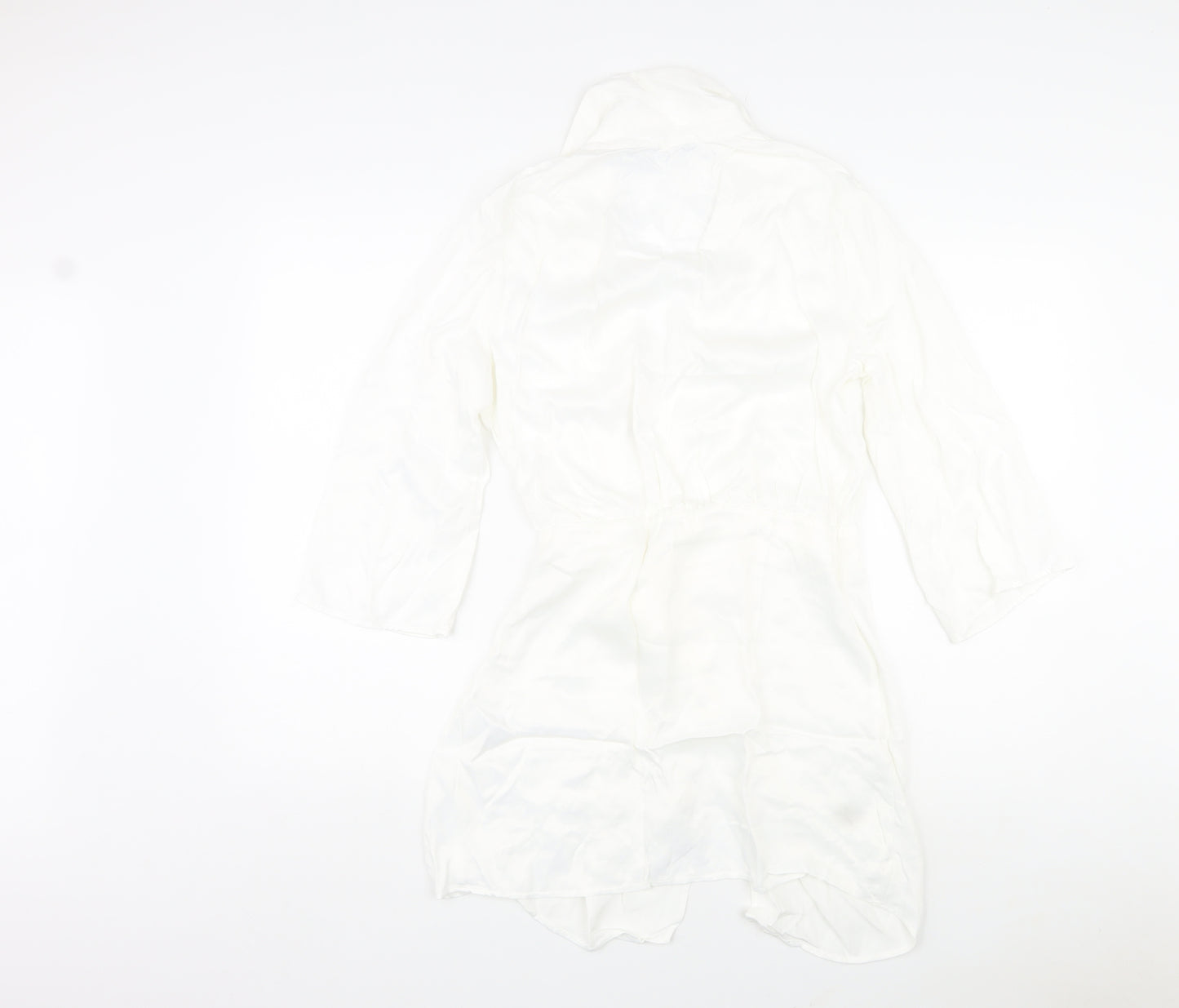 Zara Womens White Viscose A-Line Size S V-Neck Button