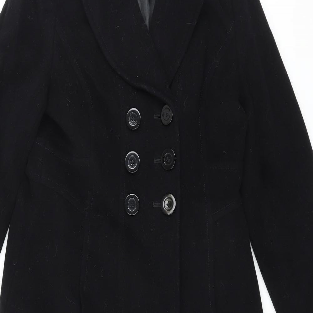 Precis Womens Black Overcoat Coat Size 10 Button