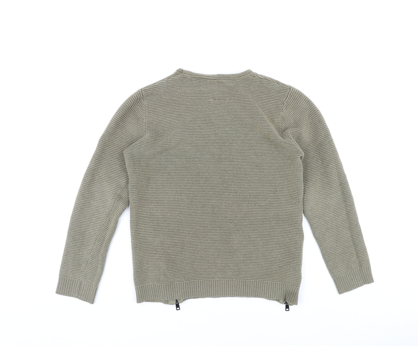 Zara Girls Green Round Neck Cotton Pullover Jumper Size 13-14 Years Pullover
