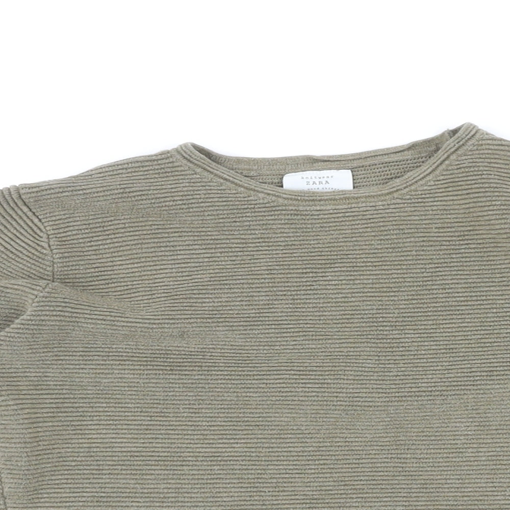 Zara Girls Green Round Neck Cotton Pullover Jumper Size 13-14 Years Pullover