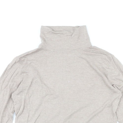 Marks and Spencer Womens Beige High Neck Cotton Pullover Jumper Size 12