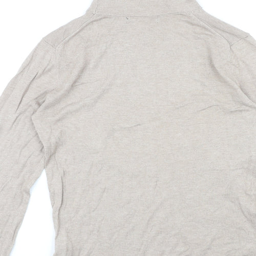 Marks and Spencer Womens Beige High Neck Cotton Pullover Jumper Size 12