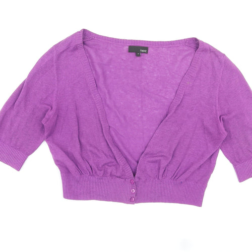 NEXT Womens Purple V-Neck Linen Cardigan Jumper Size 12