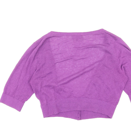 NEXT Womens Purple V-Neck Linen Cardigan Jumper Size 12
