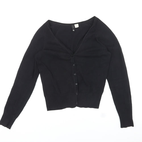 Divided by H&M Womens Black V-Neck Cotton Cardigan Jumper Size 14