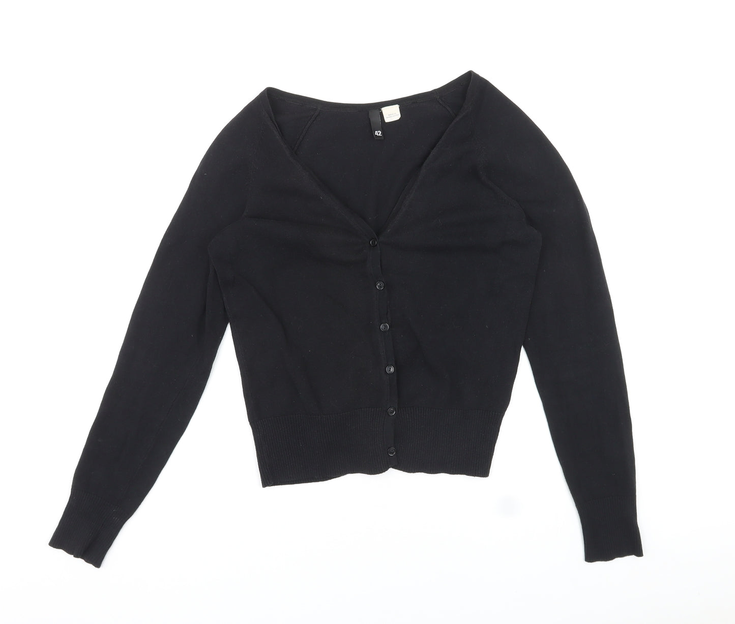 Divided by H&M Womens Black V-Neck Cotton Cardigan Jumper Size 14
