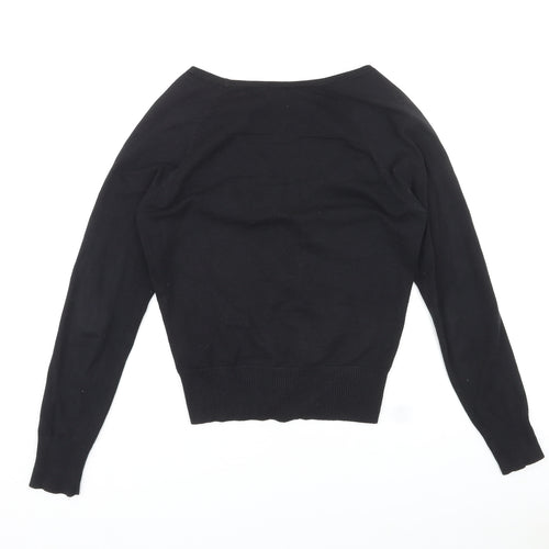 Divided by H&M Womens Black V-Neck Cotton Cardigan Jumper Size 14