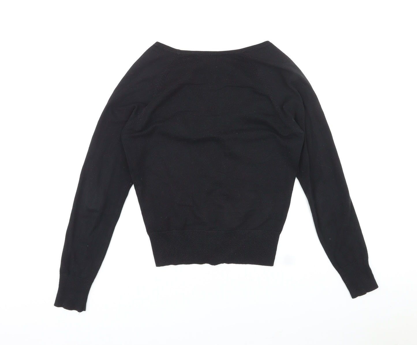 Divided by H&M Womens Black V-Neck Cotton Cardigan Jumper Size 14