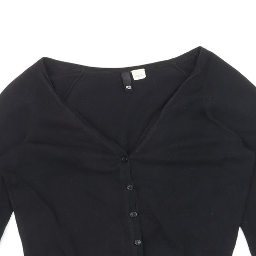 Divided by H&M Womens Black V-Neck Cotton Cardigan Jumper Size 14