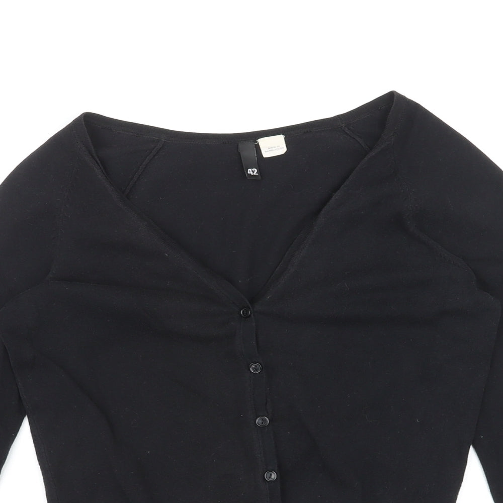 Divided by H&M Womens Black V-Neck Cotton Cardigan Jumper Size 14