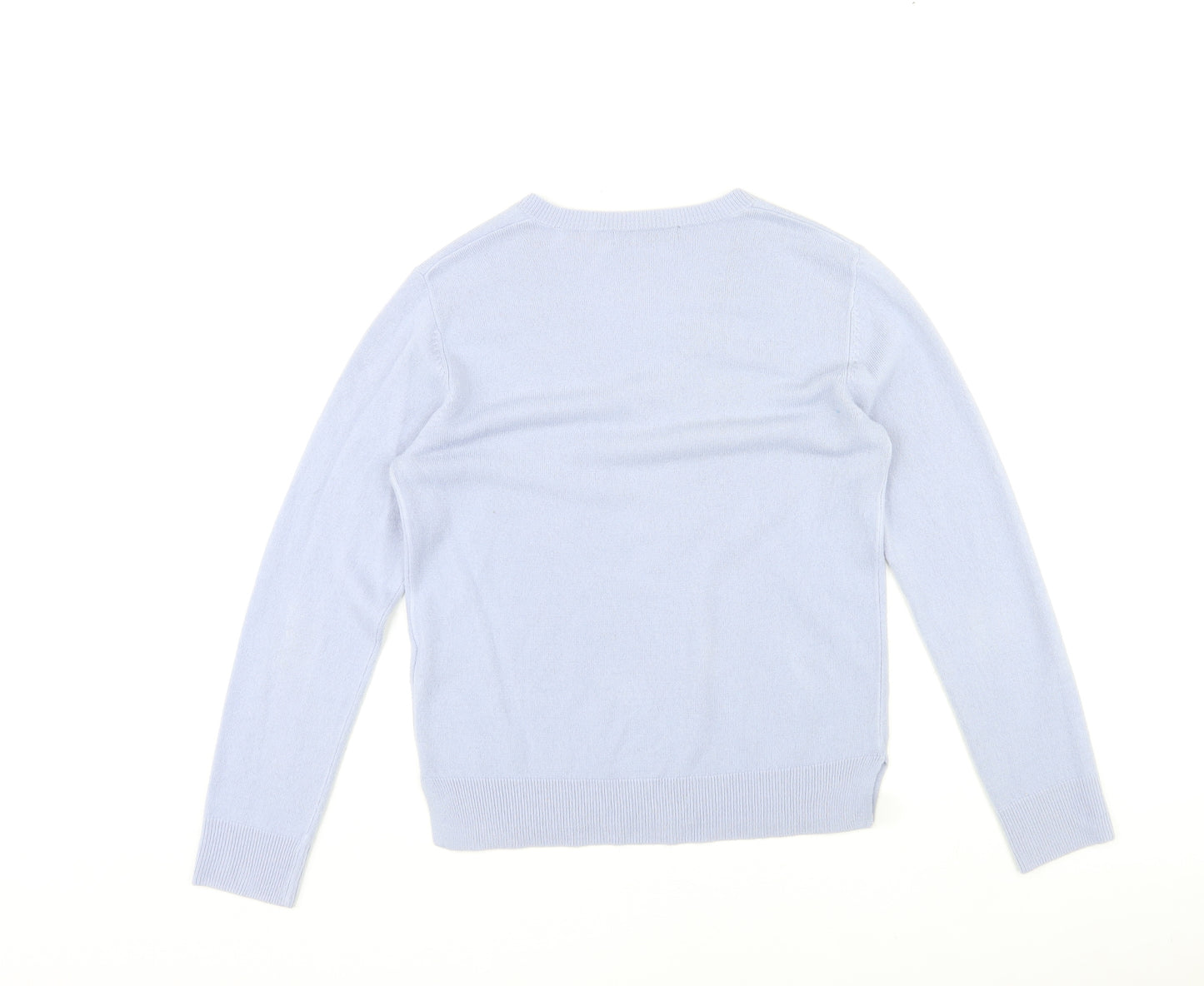 Marks and Spencer Womens Blue V-Neck Acrylic Pullover Jumper Size 10