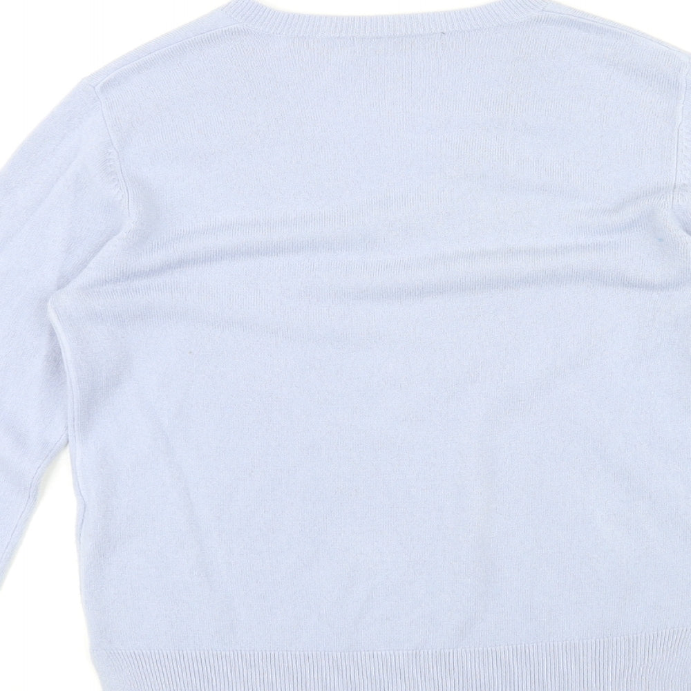 Marks and Spencer Womens Blue V-Neck Acrylic Pullover Jumper Size 10