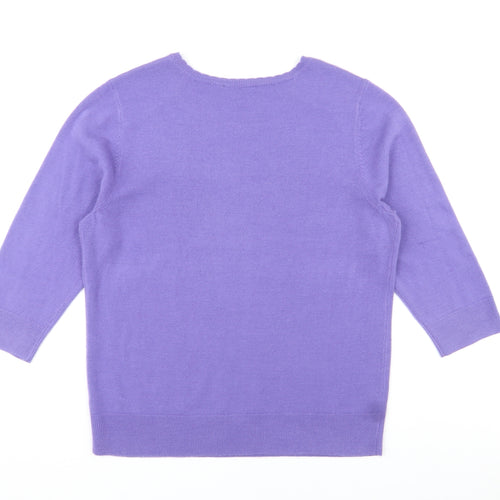 BHS Womens Purple Round Neck Acrylic Pullover Jumper Size 16