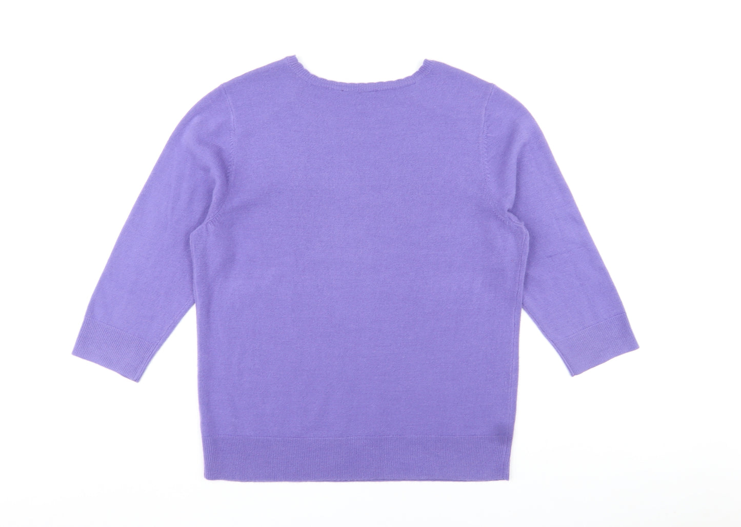 BHS Womens Purple Round Neck Acrylic Pullover Jumper Size 16