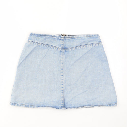 ASOS Womens Blue Cotton A-Line Skirt Size 8 Zip