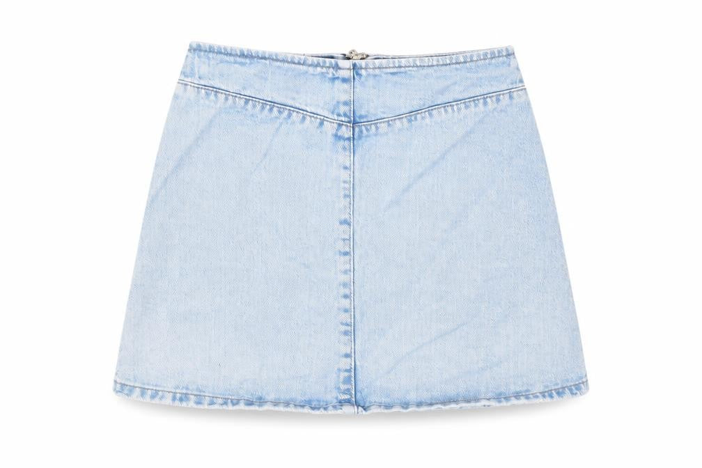 ASOS Womens Blue Cotton A-Line Skirt Size 8 Zip