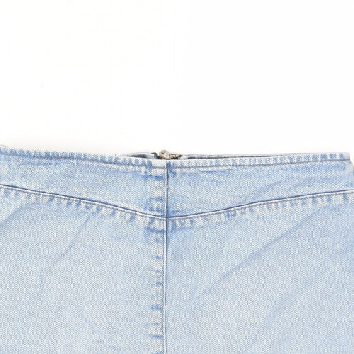 ASOS Womens Blue Cotton A-Line Skirt Size 8 Zip