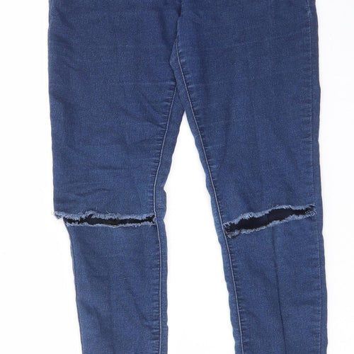 B.You Womens Blue Cotton Skinny Jeans Size 10 L27 in Regular - Open knee