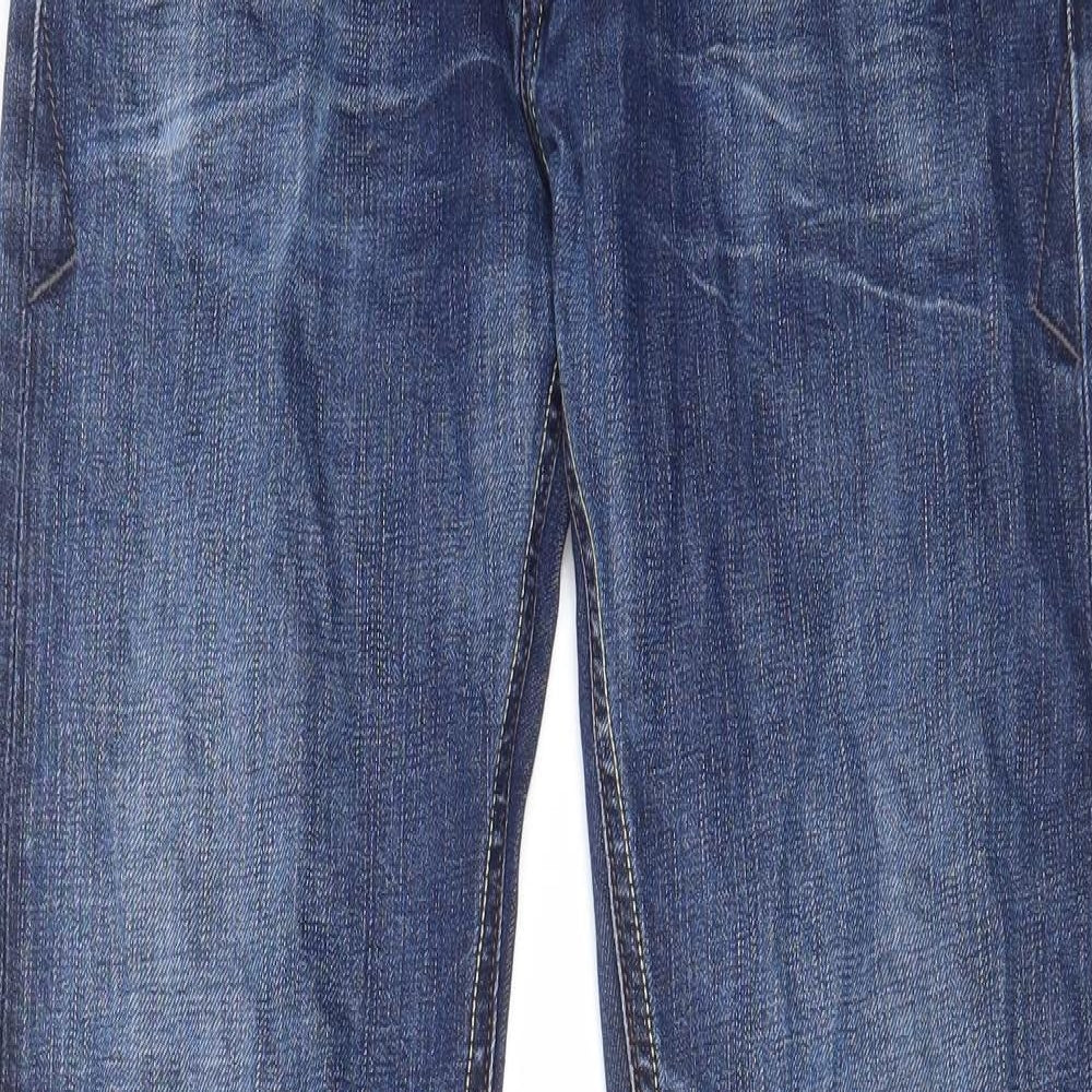 Tommy Hilfiger Mens Blue Cotton Straight Jeans Size 30 in L34 in Regular Zip - Logo, Embroided, Pockets, Belt Loops