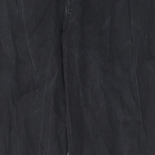 Marks and Spencer Mens Black Cotton Trousers Size 32 in L29 in Regular Zip - Pockets, Belt Loops