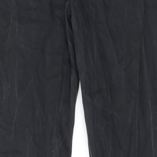 Marks and Spencer Mens Black Cotton Trousers Size 32 in L29 in Regular Zip - Pockets, Belt Loops